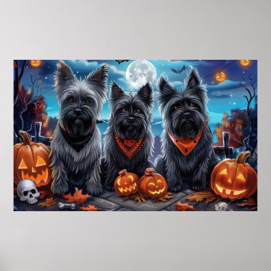 Skye Terrier Halloween Spooky Poster (Voorkant)