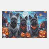 Skye Terrier Halloween Spooky Rechthoekige Sticker (Voorkant)