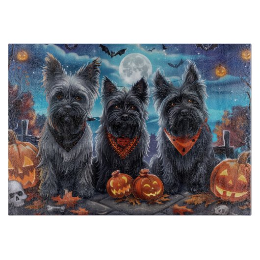 Skye Terrier Halloween Spooky Snijplank (Voorkant)