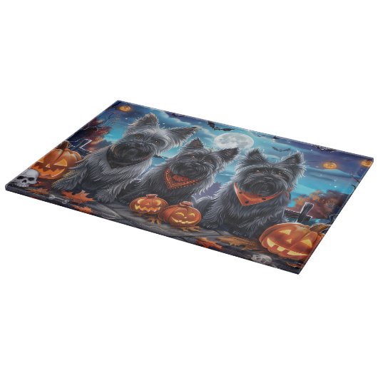 Skye Terrier Halloween Spooky Snijplank (Hoek)