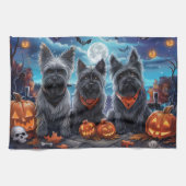 Skye Terrier Halloween Spooky Theedoek (Horizontaal)