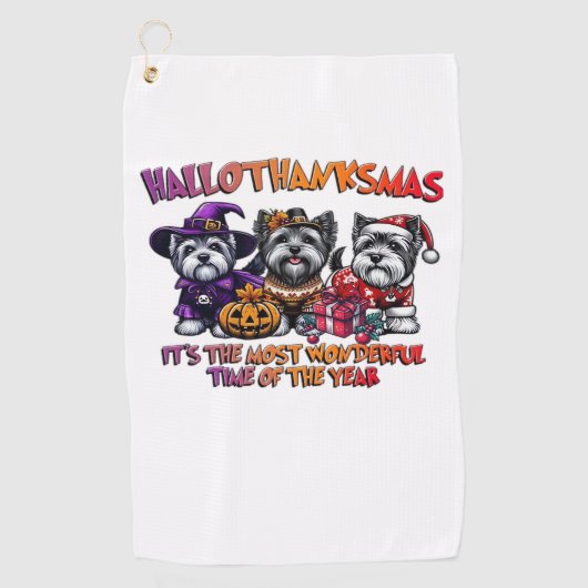 Skye Terrier Halloween Thanksgiving Christmas Clas Golfhanddoek (Voorkant)