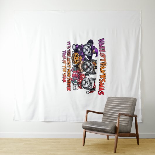 Skye Terrier Halloween Thanksgiving Christmas Clas Wandkleed (In Situ (horizontaal))