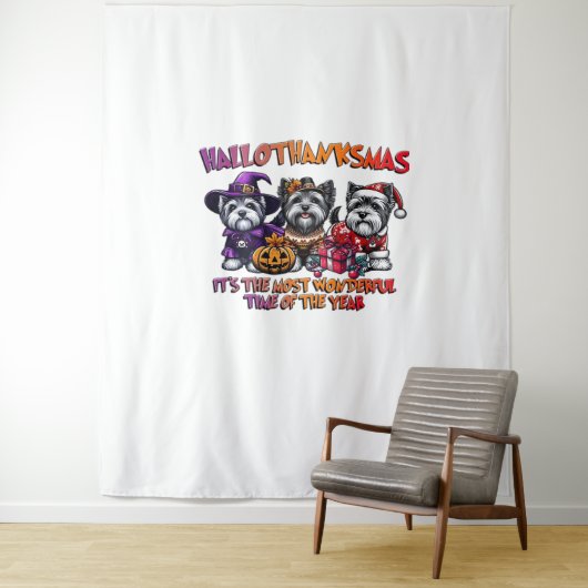 Skye Terrier Halloween Thanksgiving Christmas Clas Wandkleed (In situ)