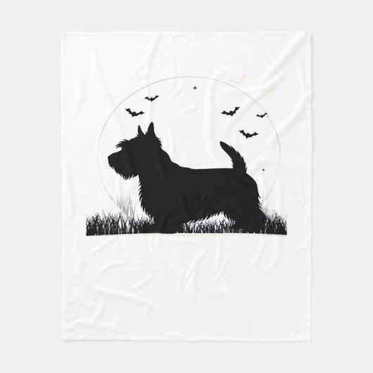 Skye Terrier-hond � Halloween Maan Silhouet Klasse Fleece Deken (Voorkant)