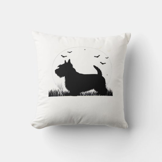 Skye Terrier-hond � Halloween Maan Silhouet Klasse Kussen (Voorkant)