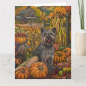 Skye Terrier Hond Herfst Oogst Dankdag Kaart (Voorkant)