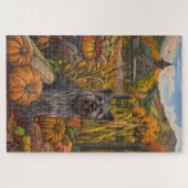 Skye Terrier Hond Herfst Oogst Thanksgiving Legpuzzel (Horizontaal)