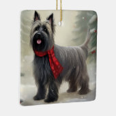Skye Terrier-hond in de sneeuw met Kerstmis  Keramisch Ornament (Rechts)