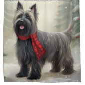 Skye Terrier Hond in Sneeuw Kerstmis Douchegordijn (Voorkant)