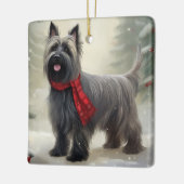 Skye Terrier Hond in Sneeuw Kerstmis Keramisch Ornament (Links)