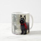 Skye Terrier Hond in Sneeuw Kerstmis Koffiemok (Voorkant rechts)