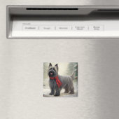 Skye Terrier Hond in Sneeuw Kerstmis Magneet (Insitu (Vaatwasser))