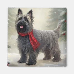 Skye Terrier Hond in Sneeuw Kerstmis Magneet