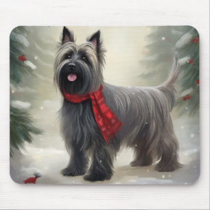 Skye Terrier Hond in Sneeuw Kerstmis Muismat