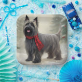 Skye Terrier Hond in Sneeuw Kerstmis Papieren Bordje (Feest)