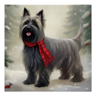 Skye Terrier Hond in Sneeuw Kerstmis Perfect Poster