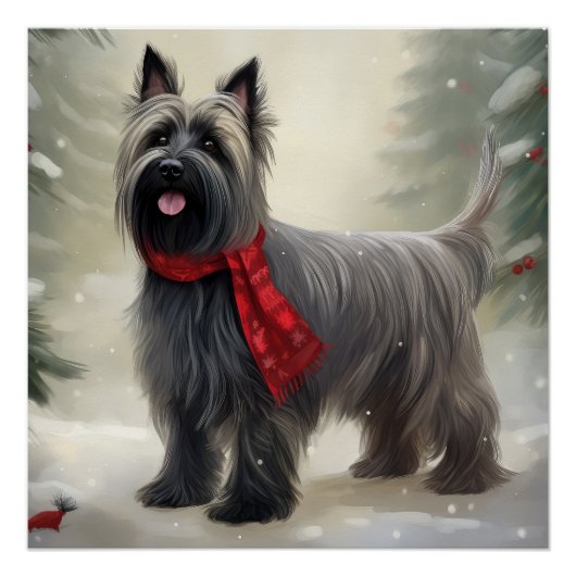 Skye Terrier Hond in Sneeuw Kerstmis Perfect Poster (Voorkant)