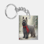 Skye Terrier Hond in Sneeuw Kerstmis Sleutelhanger (Voorkant Links)