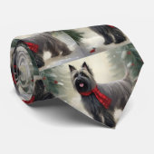 Skye Terrier Hond in Sneeuw Kerstmis Stropdas (Opgerold)