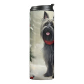 Skye Terrier Hond in Sneeuw Kerstmis Thermosbeker (Gedraaid links)