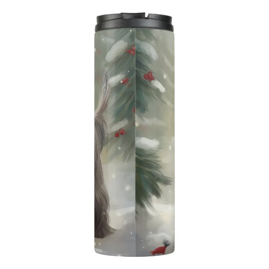 Skye Terrier Hond in Sneeuw Kerstmis Thermosbeker (Achterkant)