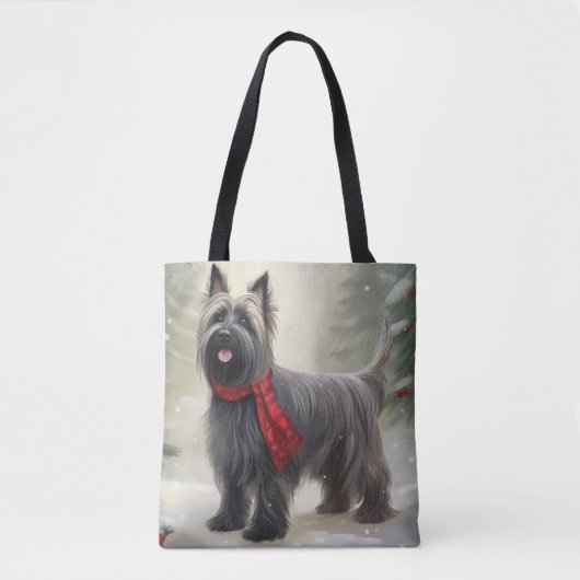 Skye Terrier Hond in Sneeuw Kerstmis Tote Bag (Voorkant)