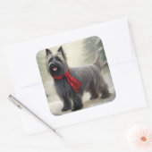 Skye Terrier Hond in Sneeuw Kerstmis Vierkante Sticker (Envelop)