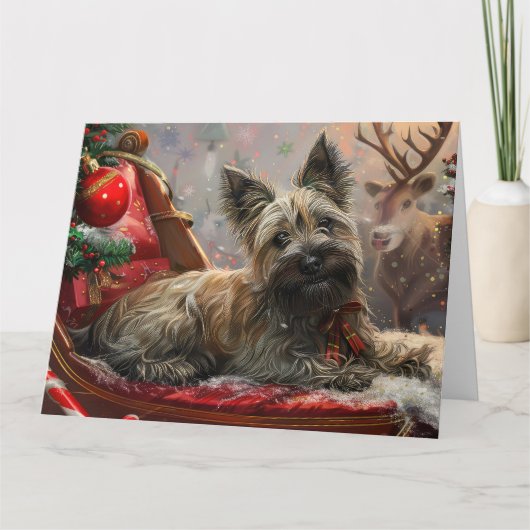 Skye Terrier Hond Kerst Feestelijk Kaart (Voorkant)