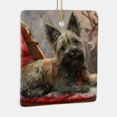 Skye Terrier Hond Kerst Feestelijk Keramisch Ornament (Rechts)