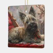 Skye Terrier Hond Kerst Feestelijk Keramisch Ornament (Links)