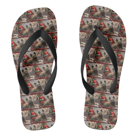 Skye Terrier Hond Kerst Festief Teenslippers (Voetbed)