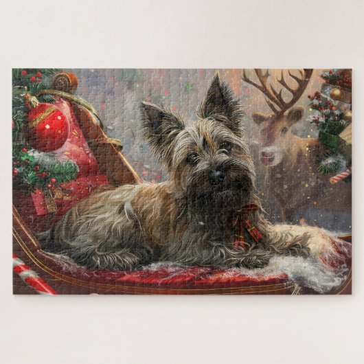Skye Terrier Hond Kerst Festiviteit Legpuzzel (Horizontaal)