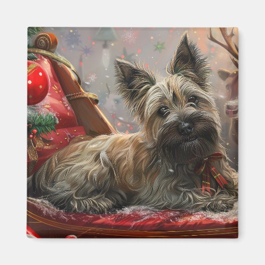 Skye Terrier Hond Kerst Festiviteit Magneet (Voorkant)