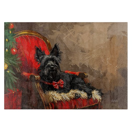 Skye Terrier Hond Kerst Festiviteit Snijplank (Voorkant)