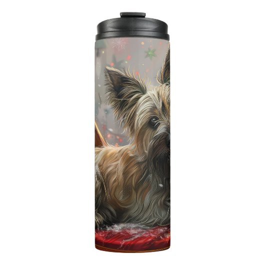 Skye Terrier Hond Kerst Festiviteit Thermosbeker (Voorkant)