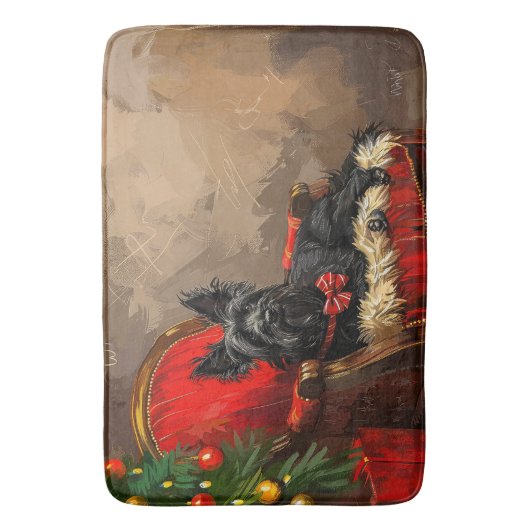 Skye Terrier Hond Kerstfeest Badmat (Voorkant Verticaal)