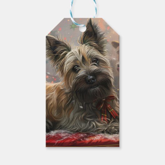 Skye Terrier Hond Kerstfeest Cadeaulabel (Voorkant)