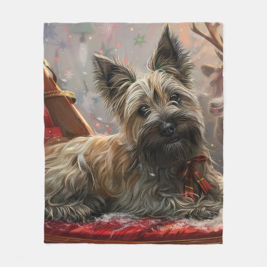 Skye Terrier Hond Kerstfeest Fleece Deken (Voorkant)