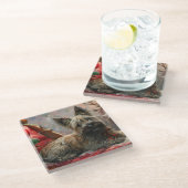 Skye Terrier Hond Kerstfeest Glazen Onderzetter (Schuin)