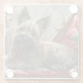 Skye Terrier Hond Kerstfeest Glazen Onderzetter (Achterkant)