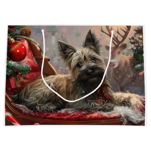 Skye Terrier Hond Kerstfeest Groot Cadeauzakje (Voorkant)