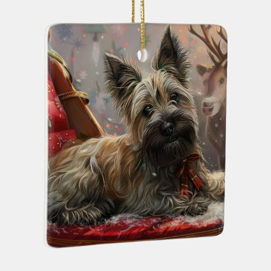 Skye Terrier Hond Kerstfeest Keramisch Ornament (Rechts)