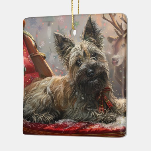 Skye Terrier Hond Kerstfeest Keramisch Ornament (Links)
