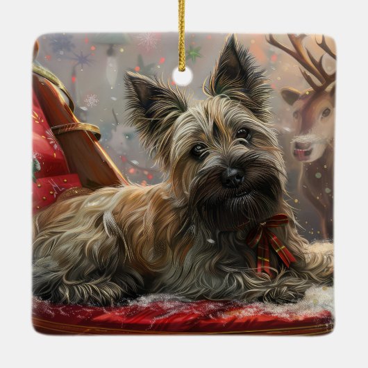 Skye Terrier Hond Kerstfeest Keramisch Ornament (Achterkant)
