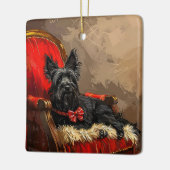 Skye Terrier Hond Kerstfeest Keramisch Ornament (Links)