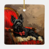 Skye Terrier Hond Kerstfeest Keramisch Ornament (Achterkant)