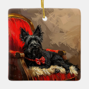 Skye Terrier Hond Kerstfeest Keramisch Ornament