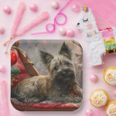 Skye Terrier Hond Kerstfeest Papieren Bordje (Feest)