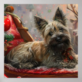 Skye Terrier Hond Kerstfeest Poster (Voorkant)